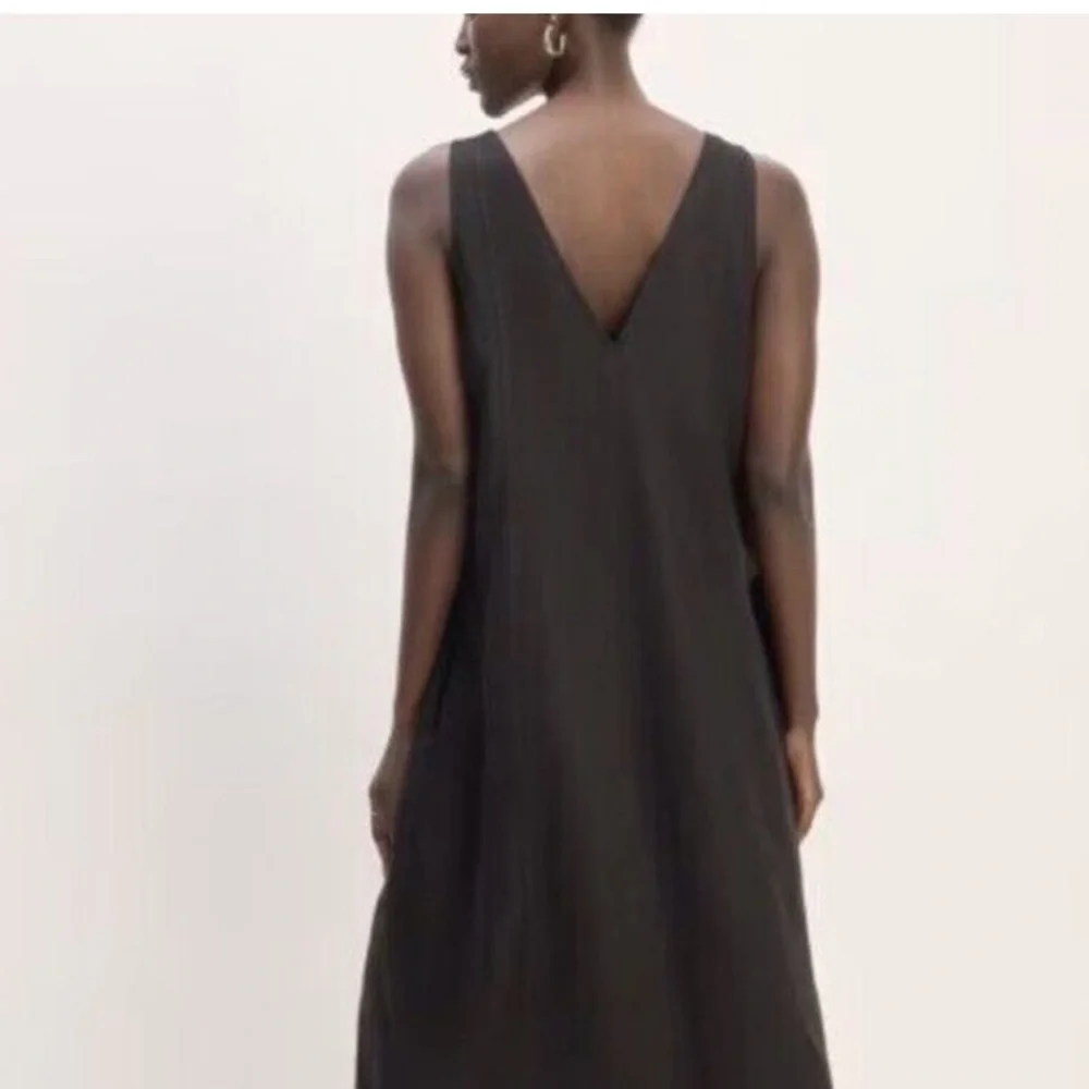 Everlane *Flaw Flax Linen Dress Off White 6 Sleeveless V-neckline Midi Travel